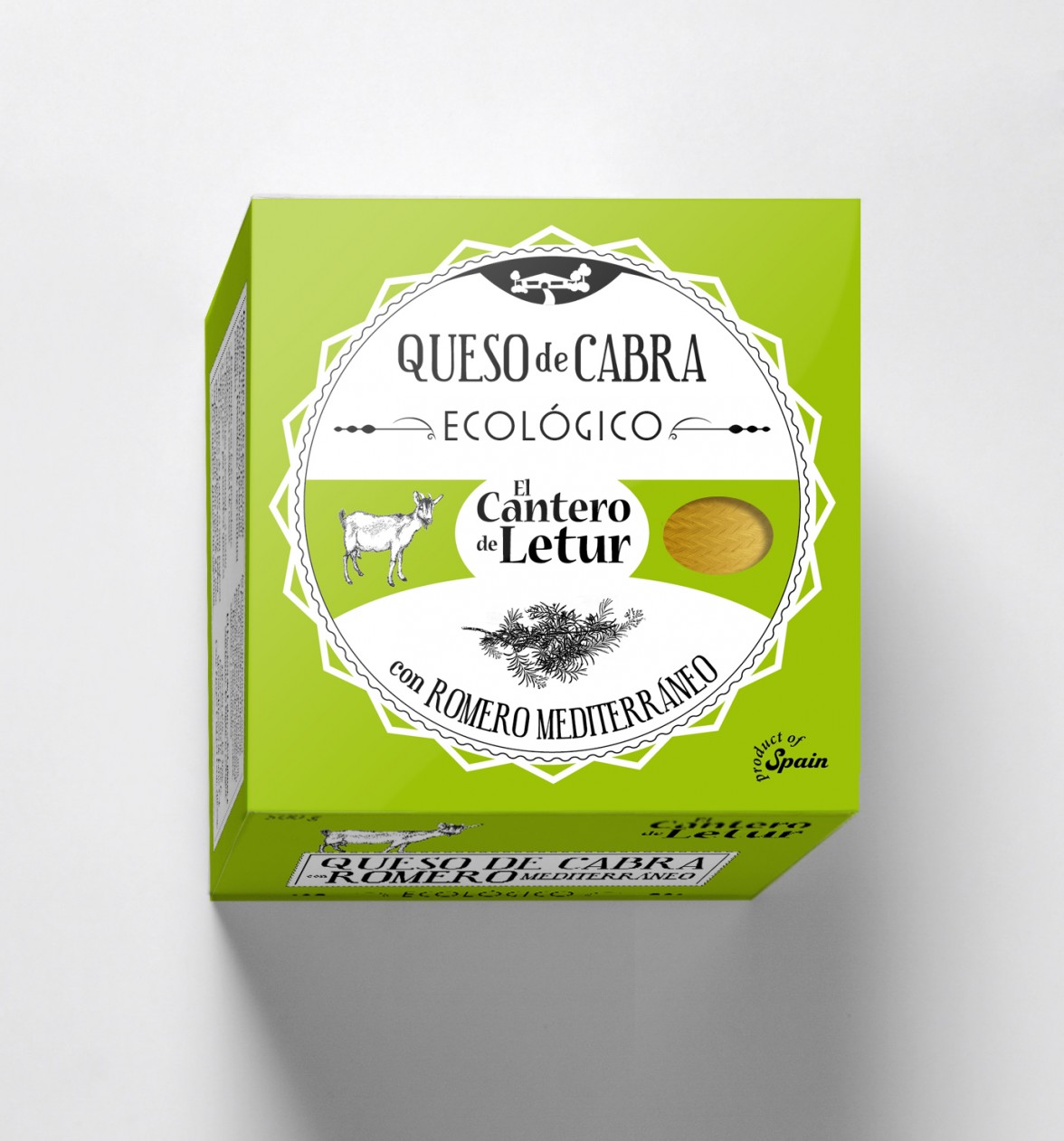 diseño packaging queso ecológico El Cantero de Letur. Organic cheese packaging for Cantero de Letur