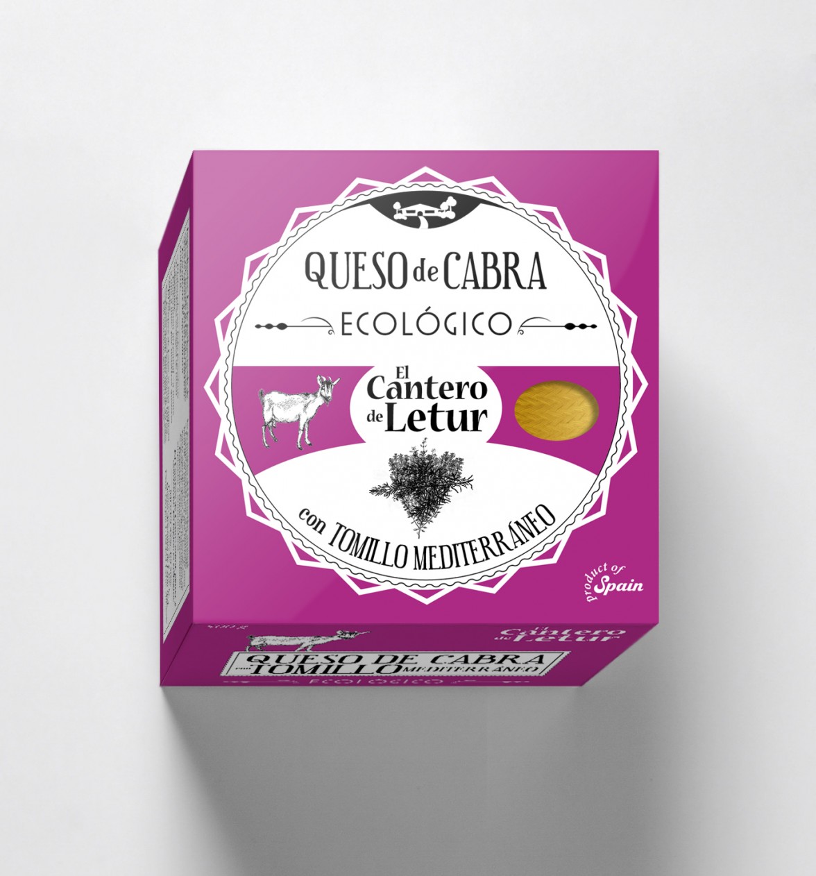 diseño packaging queso ecológico El Cantero de Letur. Organic cheese packaging for Cantero de Letur