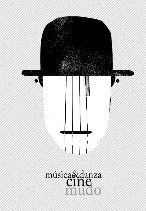ilustración y diseño cartel Albacete caja de música. Charles Chaplin illustration