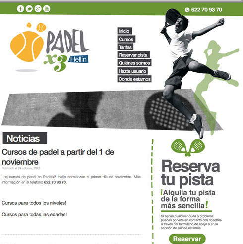 Diseño y desarrollo web padel Hellín Albacete