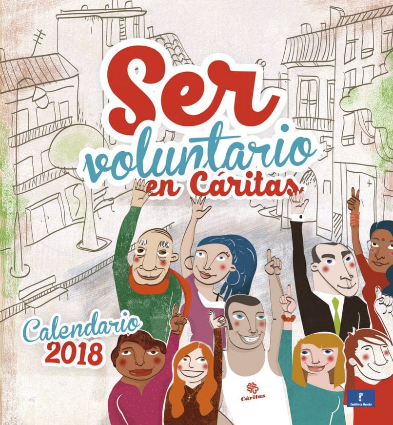 Diseño e ilustración para el calendario de Cáritas. The design of the Caritas calendar, gave us the opportunity to make some colorful illustrations.