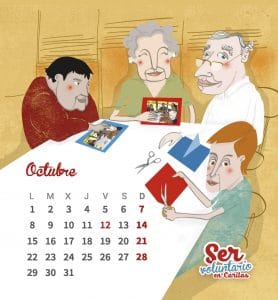 Diseño e ilustración calendario de Cáritas, Toledo