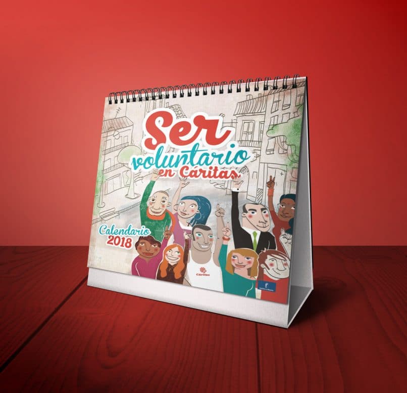 Diseño e ilustración calendario de Cáritas