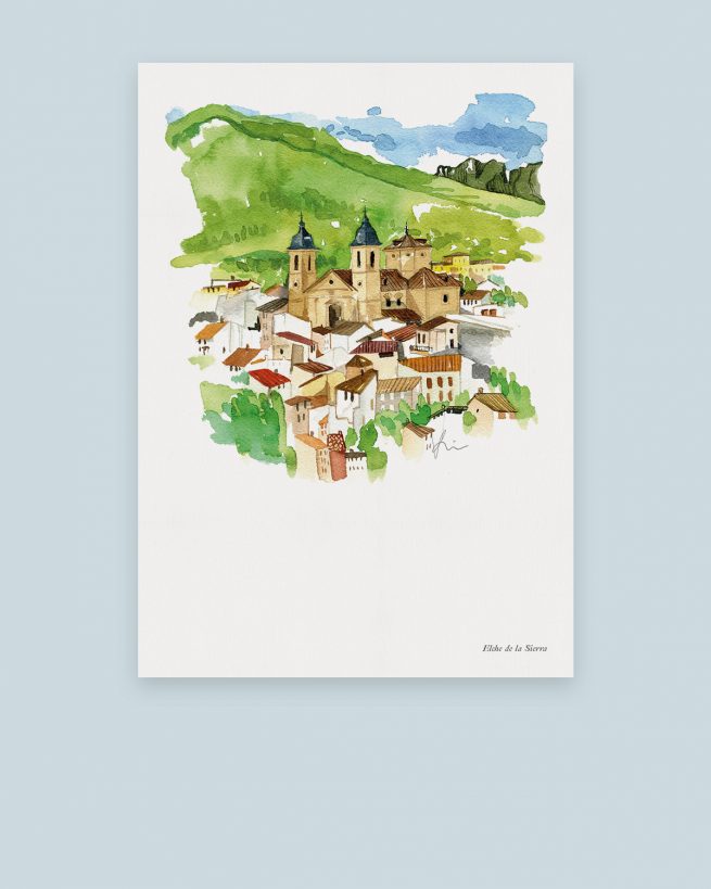 Ilustración acuarela Elche de la Sierra