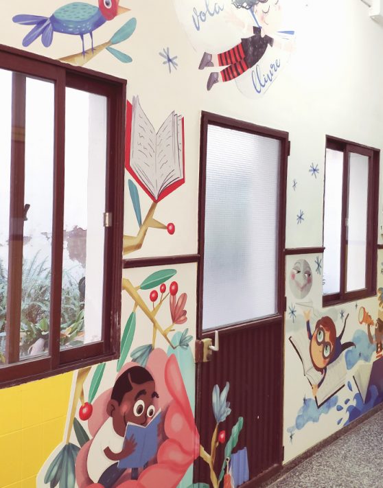 Ilustración infantil y decoración colegio