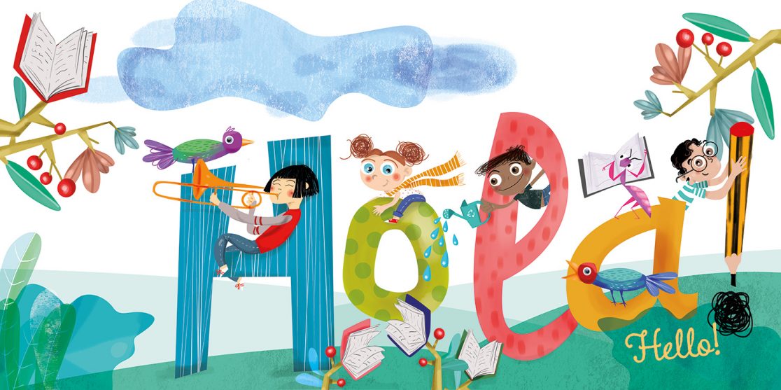 Ilustración infantil y decoración colegio