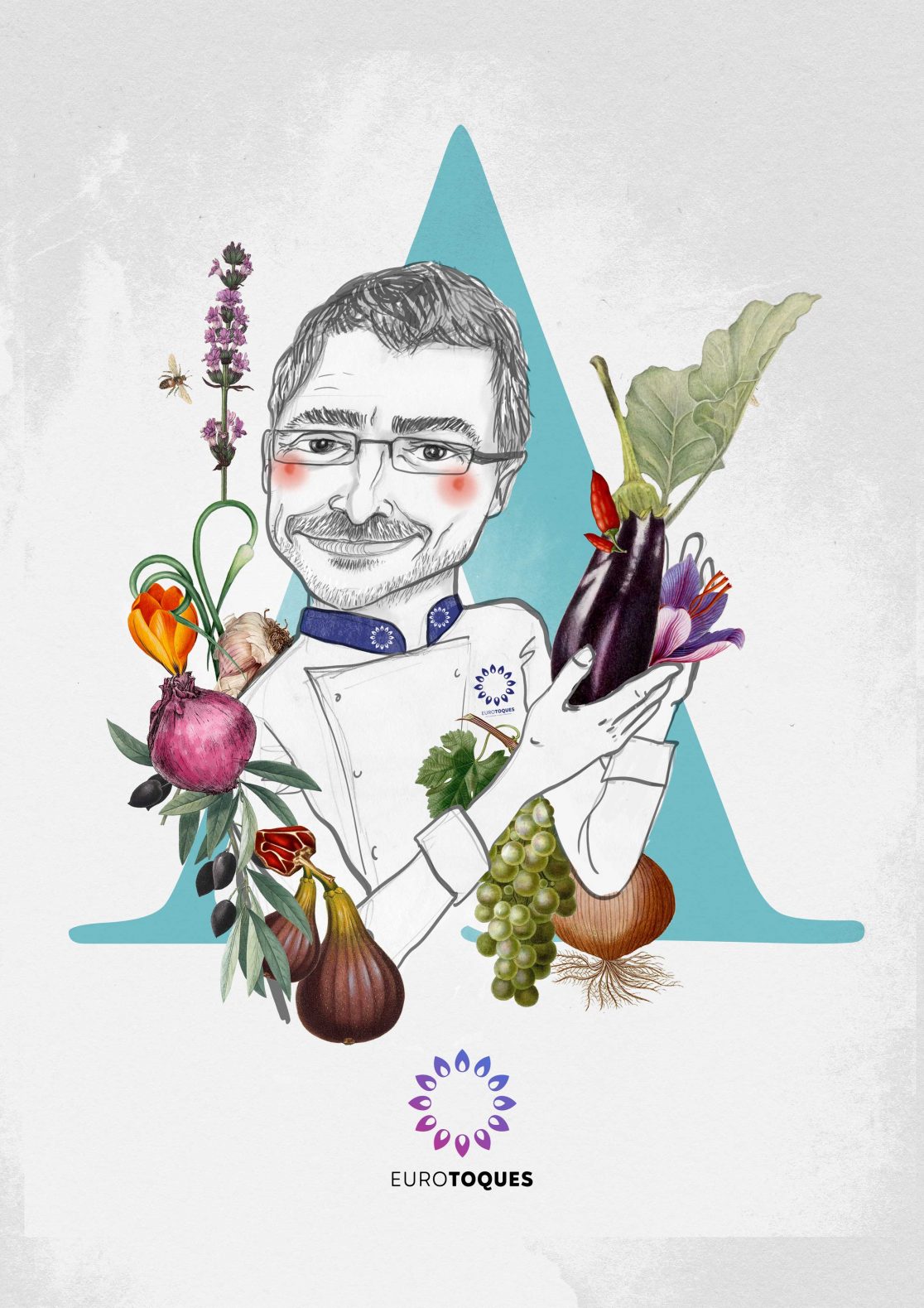 Ilustración antoni luis aduriz diseño gráfico cocina